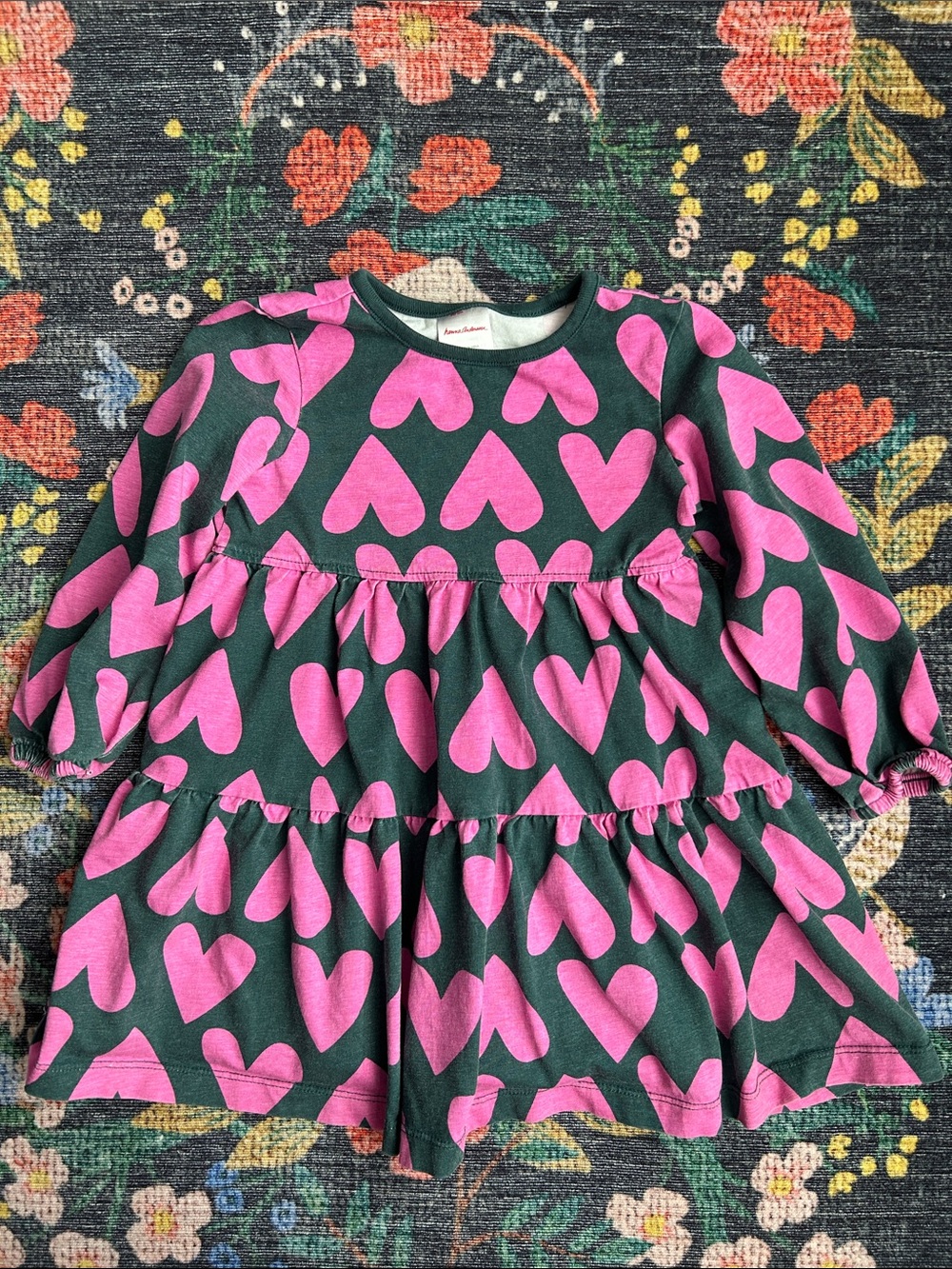 Hanna Andersson Heart Print Tiered Dress, Size 3T
